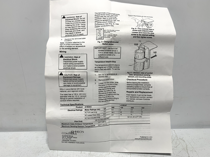Johnson Controls (240)A19DAC-1C Surface Mounted Temperature Control 100-240° F