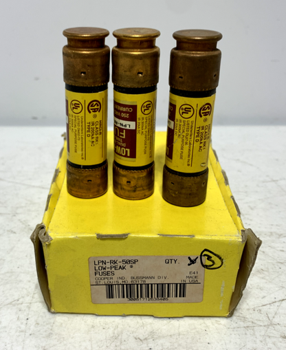 Cooper Bussmann LPN-RK-50SP Fuse Duel Element Time Delay 250VAC 50A (lot of 3)