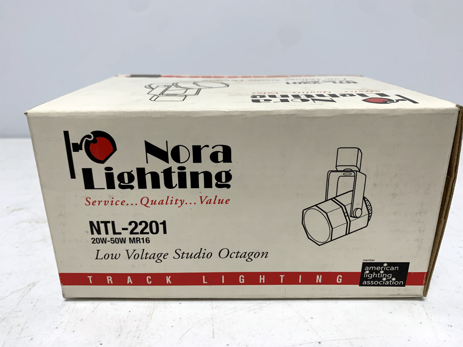 Nora Lighting NTL-2201 Studio Light Low Voltage Octagon MR16 White w/ Glass Lens - Chase Surplus