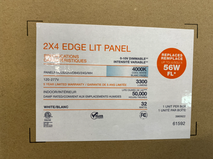 Sylvania 61592-0 LED Troffer Light 2x4 Edge Lit Panel 4000K Dimmable (lot of 2)