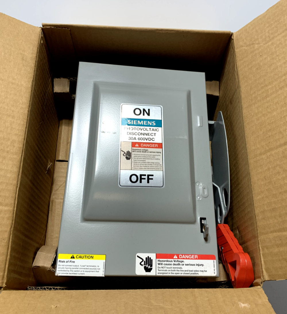 Siemens HNF361PV Nonfusible Solar Safety Disconnect Switch 600VDC 3P 30A