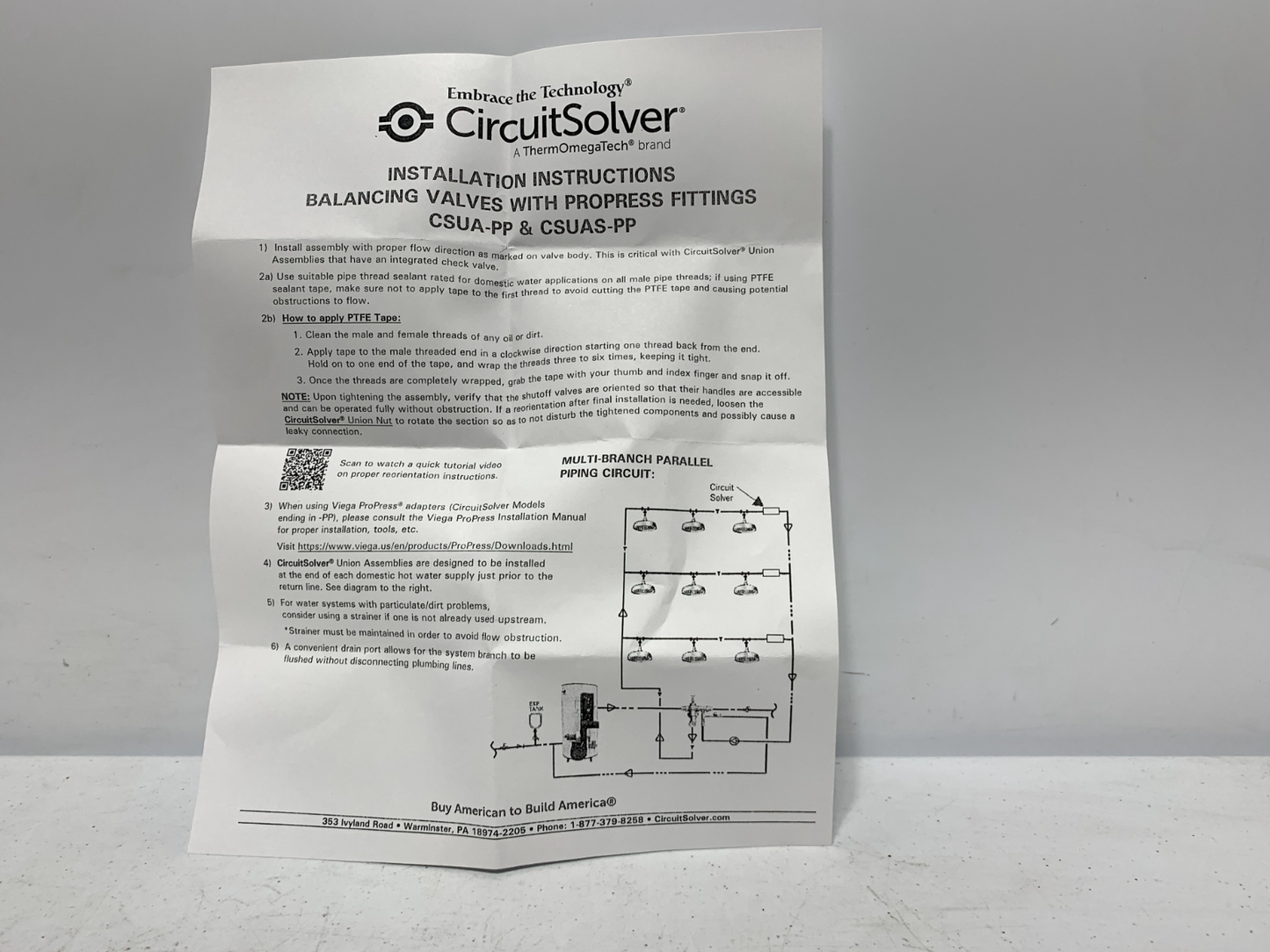 Circuit Solver CSUA-1/2-120 1/2" w/ Pro Press Ends By ThermOmegaTech