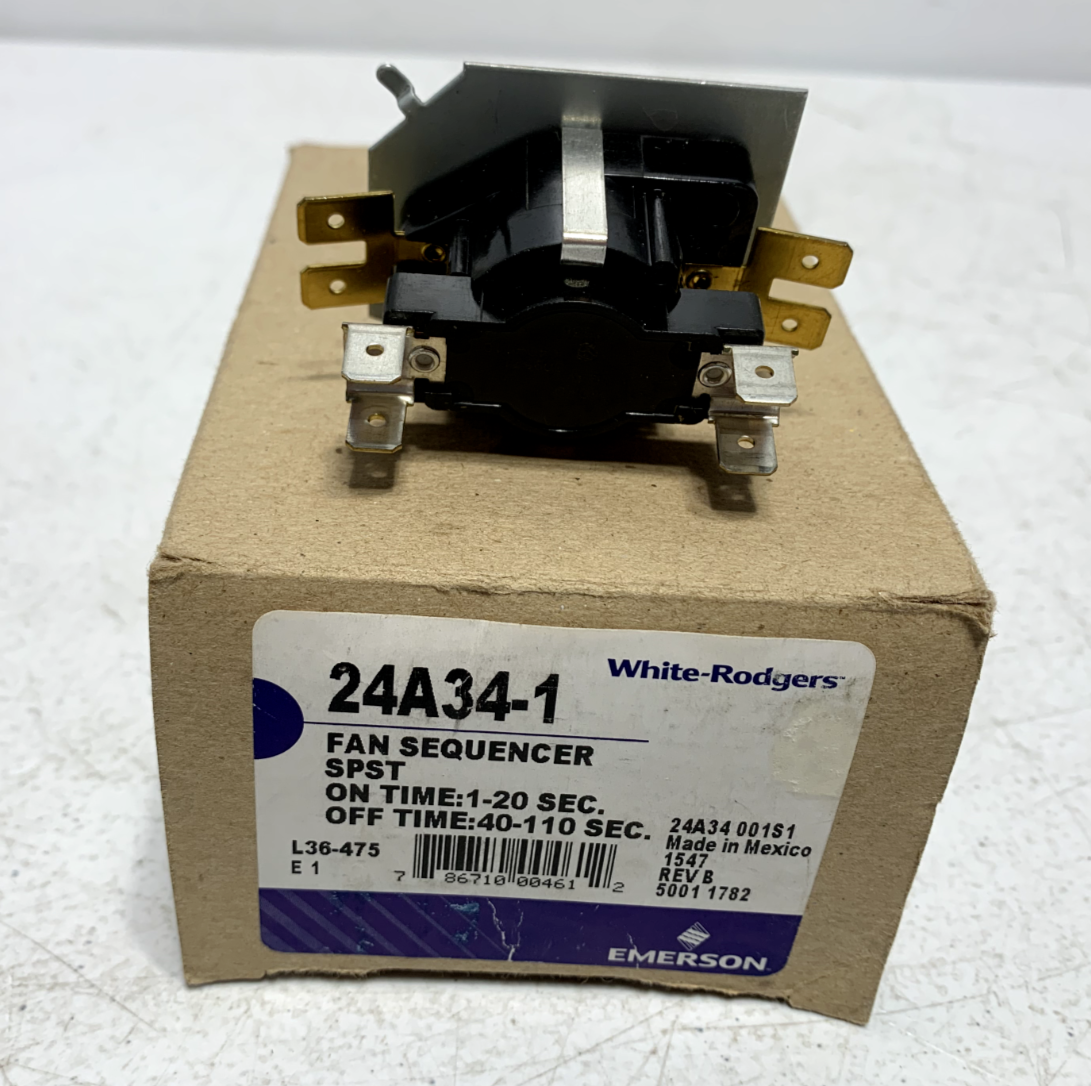 Emerson 24A34-1 Electric Heat Sequencer Switch, 1 Timing, 1 Switch