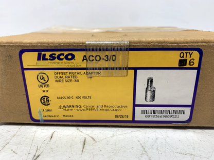 Ilsco ACO-3/0 Aluminum Compression Pigtail Adaptor Offset Conductor Size 3/0 Tin