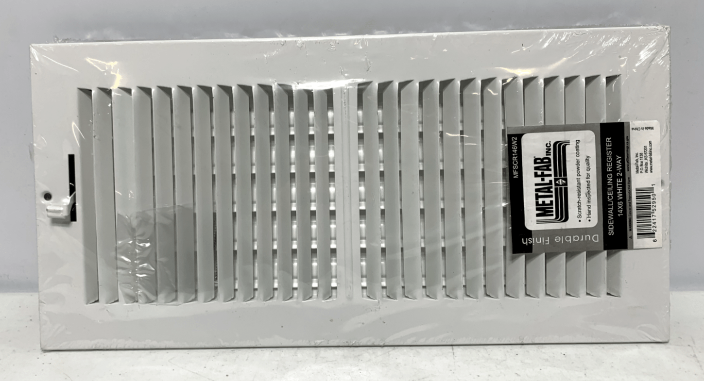 Metal-Fab MFSCR146W2 2-Way Air Supply Grille Duct Cover & Diffuser 18" x 6" - Chase Surplus