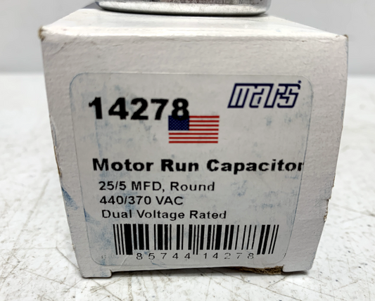 Mars 14278 Motor Run Capacitor 25/5 MFD Round 440/370 VAC Dual Round