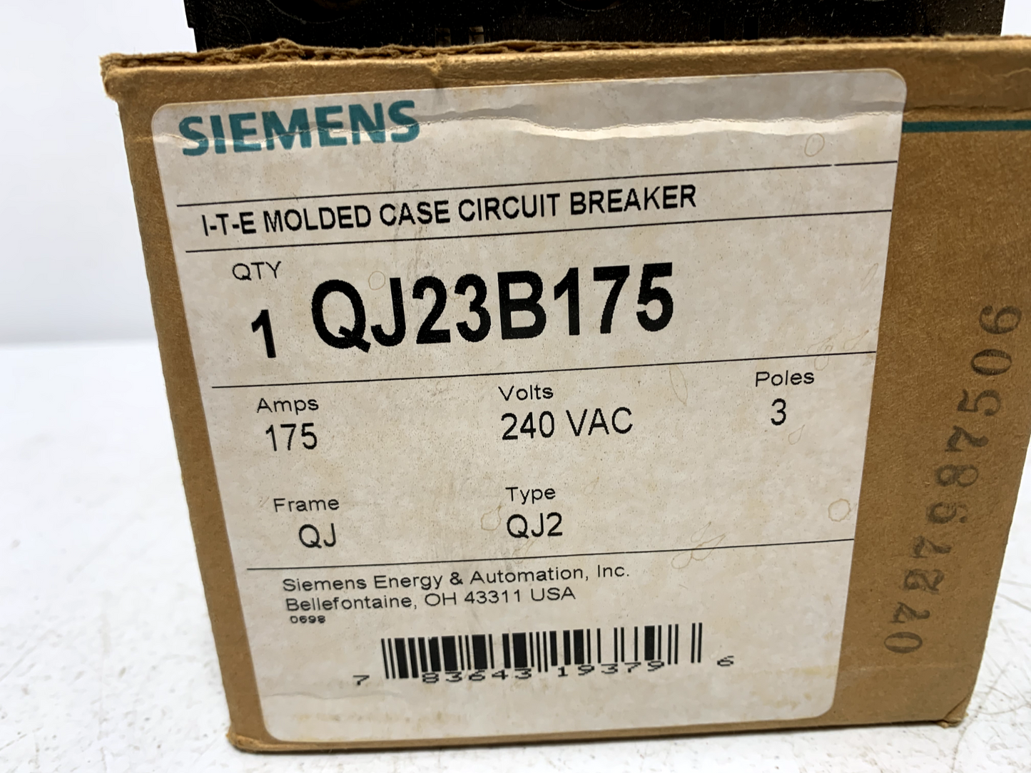 Siemens QJ23B175 Circuit Breaker 3 Pole 175 Amp 240V