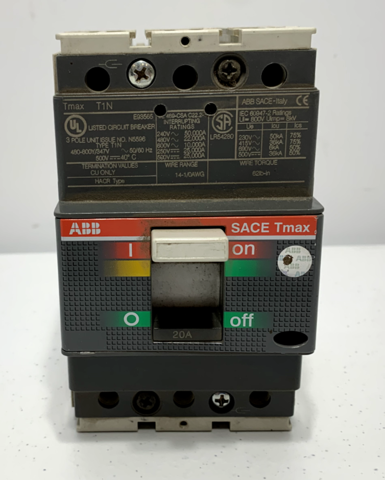 ABB T1NQ020TL SACE TMAX T1N Circuit Breaker 3 Pole 20 Amp