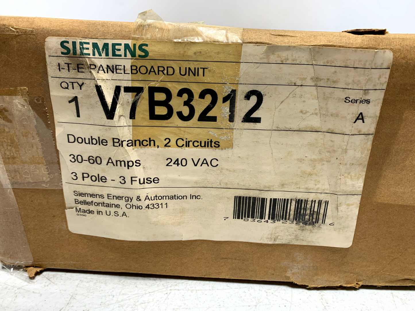 Siemens V7B3212 Double Branch VACU-Break Panelboard Switch 17" 30/60A 3P 240V