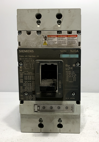 Siemens NJX3T250 Circuit Breaker 250A 600V 3 Pole Type NGJA Frame JG