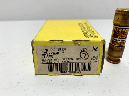 Cooper Bussmann LPN-RK-15SP Time Delay Low Peak Fuse 15A 250VAC (lot of 6)