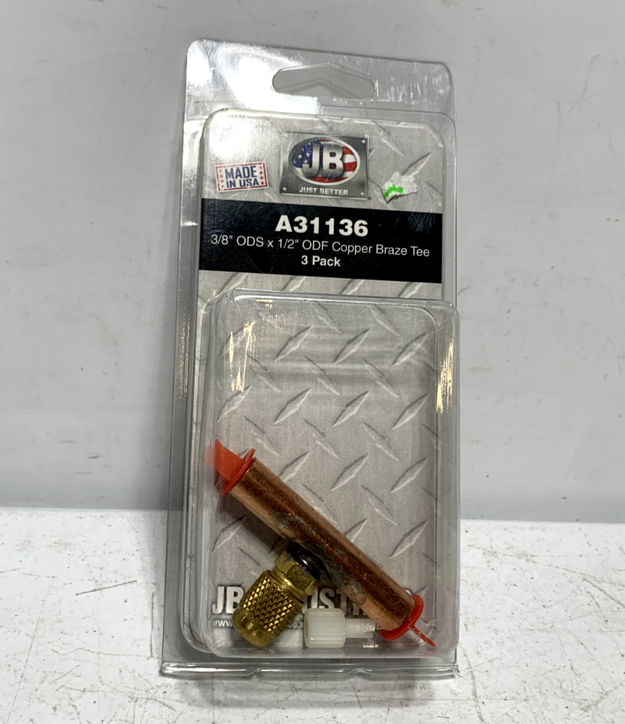 JB A31136 Access Valve Kit 3/8" ODS x 1/2" ODF Copper Braze Tee