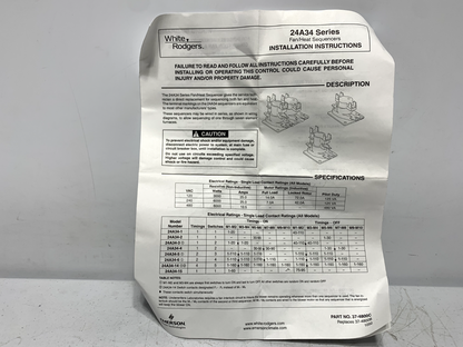 Emerson 24A34-1 Electric Heat Sequencer Switch, 1 Timing, 1 Switch