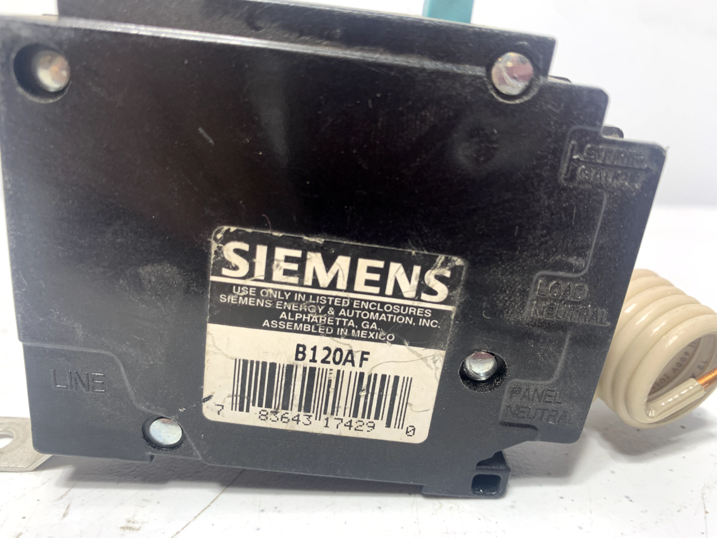 Siemens B120AF Bolt-On Arc Fault Circuit Breaker 1 Pole 20 Amp 120V