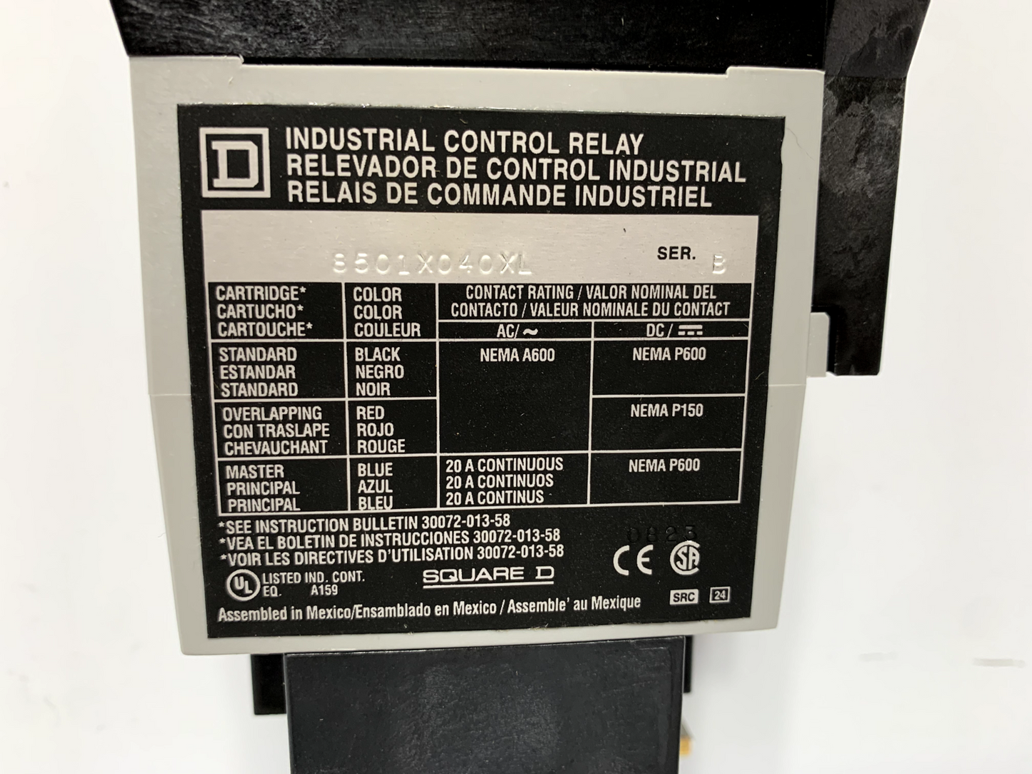 Square D 8501XO40XLV02 AC Mechanical Latching Relay Series B