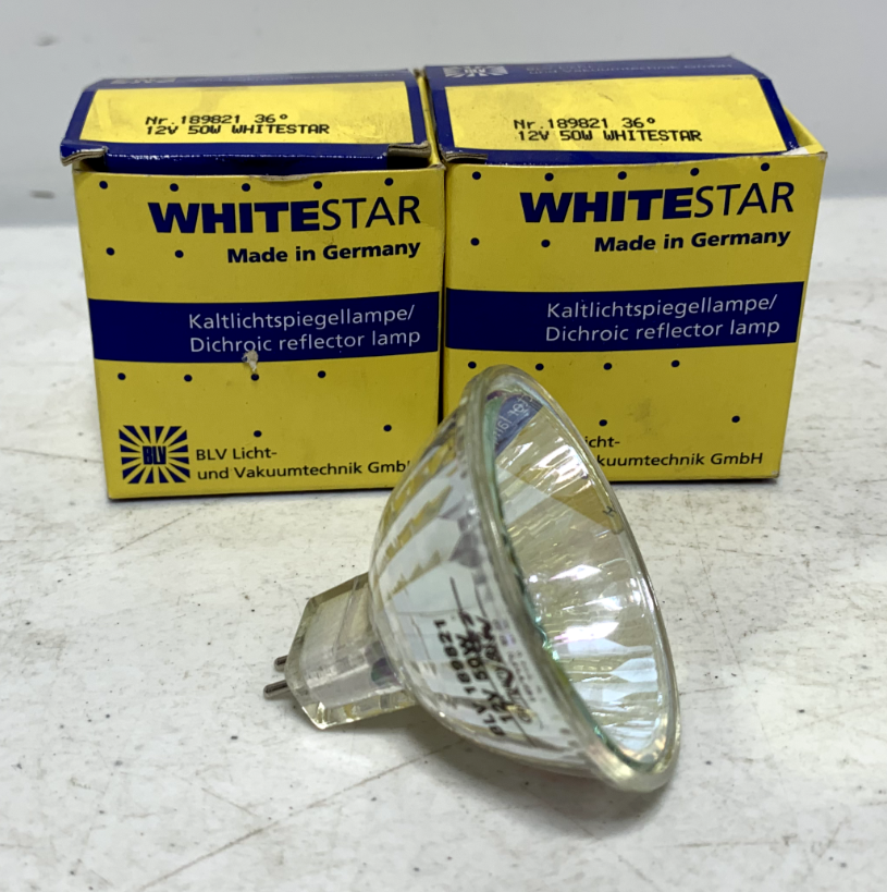 BLV 189821 12V 50W Light Bulb 4200K 36° WhiteStar UV-P (lot of 2) - Chase Surplus