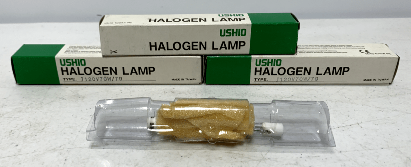 USHIO J120V70W/79 Halogen Double Ended Quartz (lot of 3) - Chase Surplus