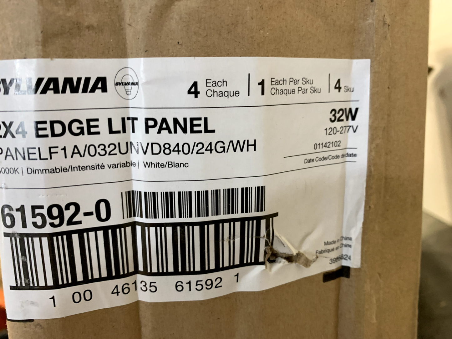 Sylvania 61592-0 LED Troffer Light 2x4 Edge Lit Panel 4000K Dimmable (lot of 2)