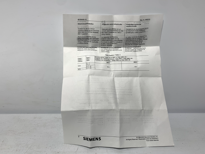 Siemens MMSKGLA Manual Switch 2 Pole