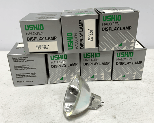 USHIO ESX/FG 12V 20W Halogen Display Lamp (lot of 7) - Chase Surplus