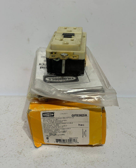 Hubbell GF5362IA Circuit Guard Ground Fault Duplex Ivory 20A 125V 2P - Chase Surplus