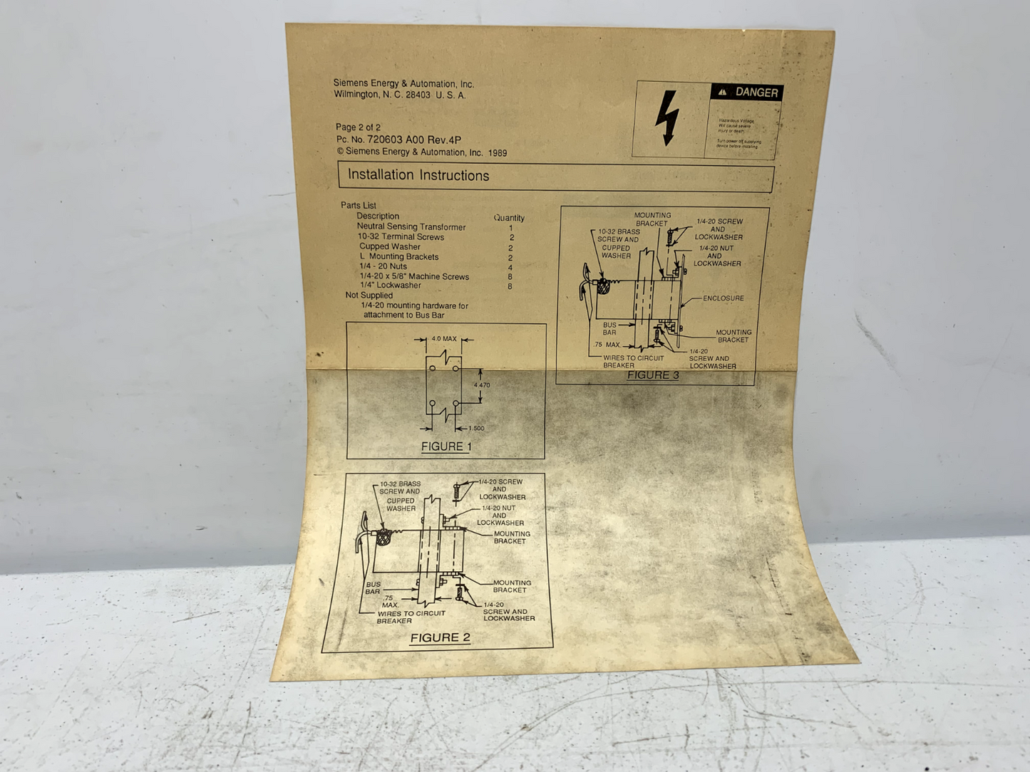 Siemens N06SMD Neutral Sensing Transformer 600 Amp