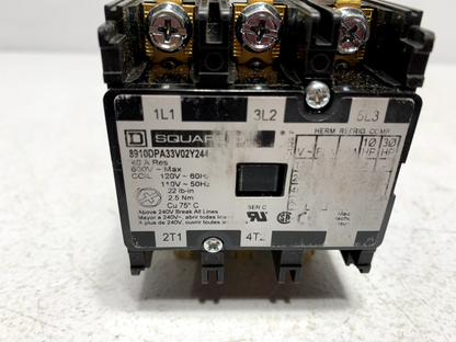 Square D 8910DPA33V02Y244 Definite Purpose Contactor 3 Pole 30 Amp 110/120VAC