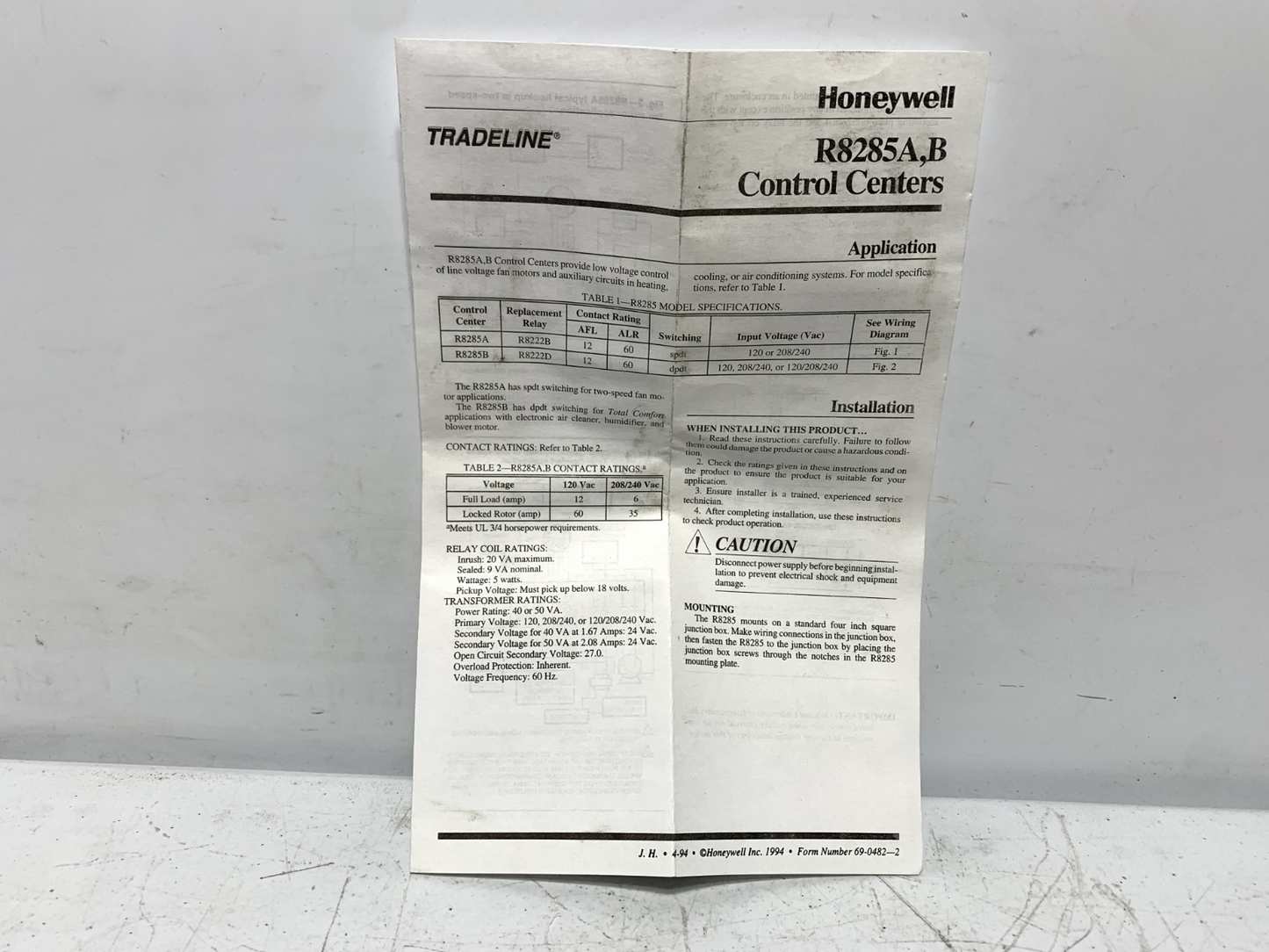 Honeywell R8285B1038 Fan Center Control