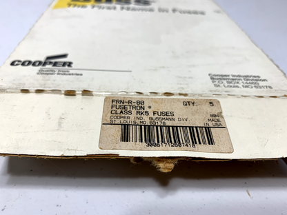 Cooper Bussmann FRS-R-8 600V 80A Fusetron Time-Delay Current Limiting RK5 Fuse