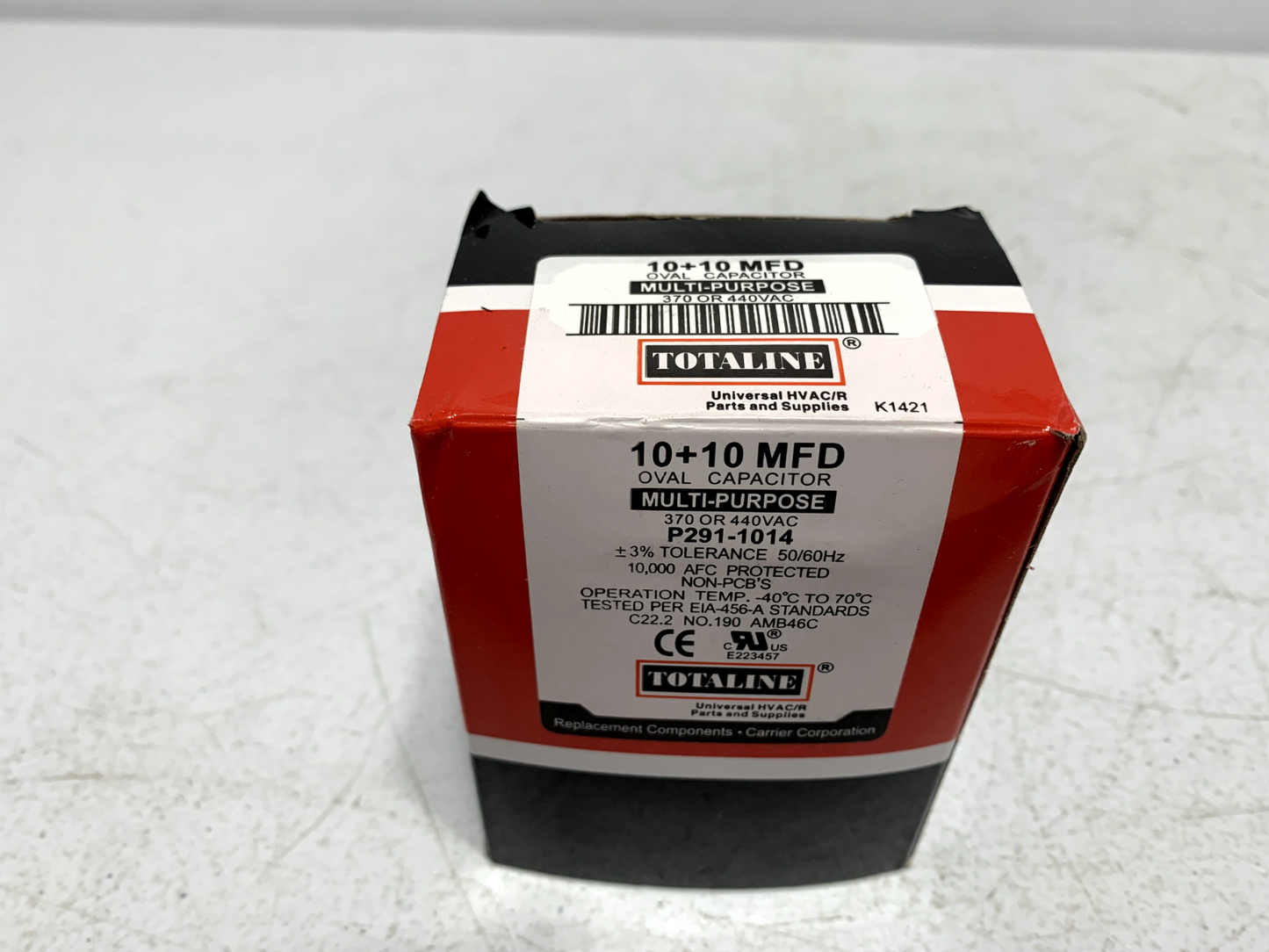 Carrier Totaline P291-1014 Oval Run Capacitor 10+10 MFD