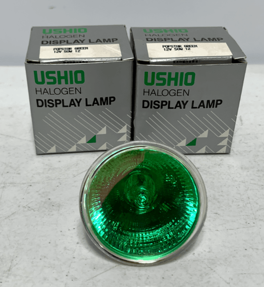 USHIO Popstar Green Halogen Reflector Lamp 12V 50W 12 Degree (lot of 2) - Chase Surplus