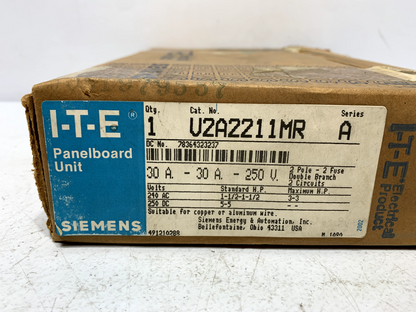 Siemens V2A2211MR Panel Mount Switch 30 Amp 2 Pole 240V 200kA