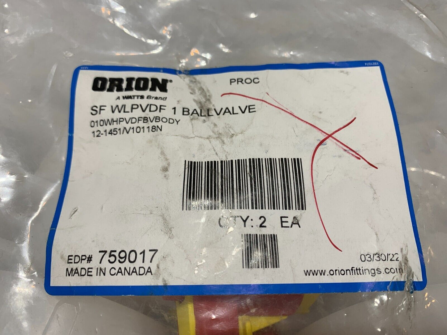 Orion SF-WLPVDF-1-BALLVALVE (PK of 2) - Chase Surplus