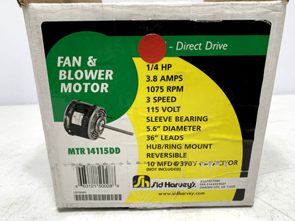 Sid Harveys MTR14115DD Blower Motor 1/4HP 1075RPM 3 Speed 115V - Chase Surplus