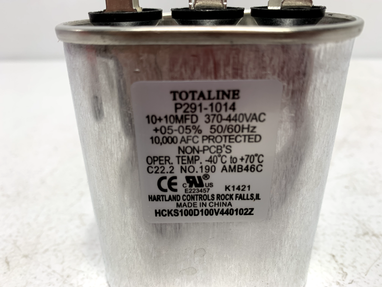 Carrier Totaline P291-1014 Oval Run Capacitor 10+10 MFD