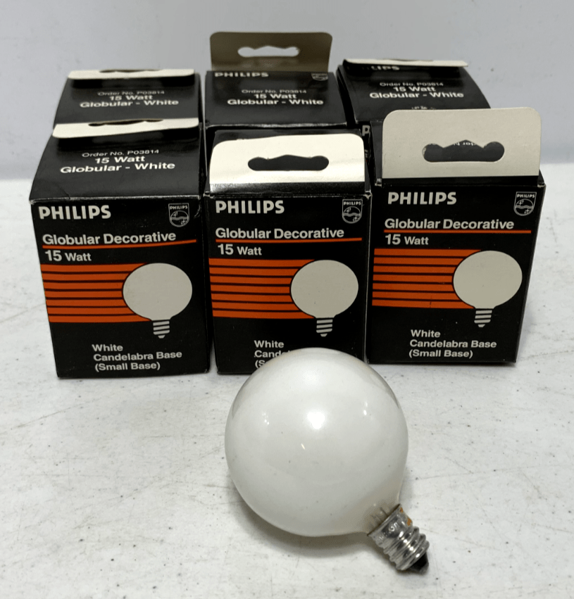 Philips 15G161/2C/W Decor Globe Light Bulb White 15W P03814 (lot of 6) - Chase Surplus