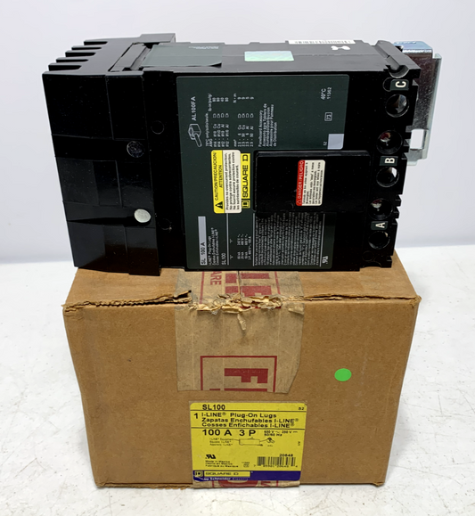 Square D SL100 Circuit Breaker 100A 3 Pole 600V Plug-On Lugs - Chase Surplus