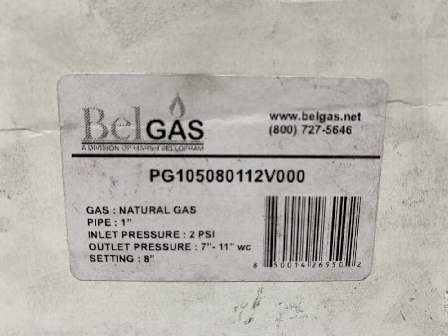 Belgas PG105080112V000 Gas Line Regulator CSA Certified - Chase Surplus