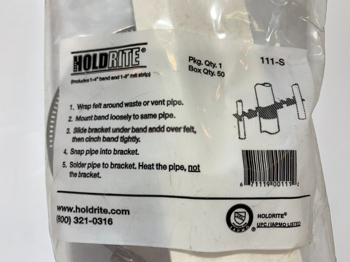 Holdrite 111-S Prefab Copper Pipe Support Sink Kit - Chase Surplus