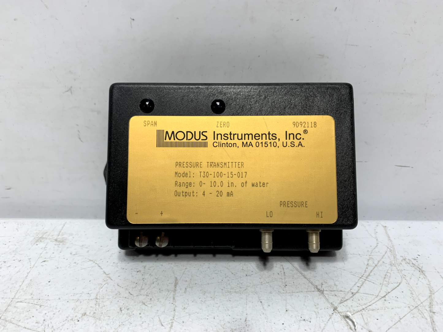 Modus Instruments T30-100-15-017 Air Differential Pressure Transmitter 4-20mA